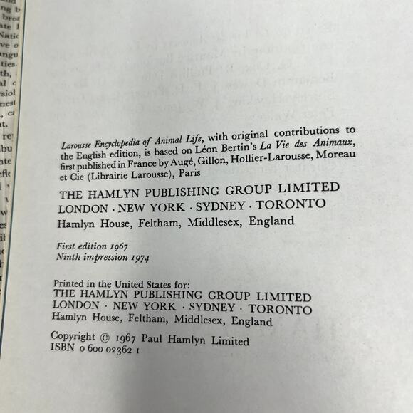 Larousse Encyclopedia of Animal Life - 1967 Paul Hamlyn Limited hard Cover VTG - Picture 3 of 13